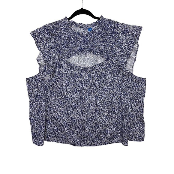 Old Navy Women's Blue Floral Flutter Sleeveless‎ Smocked Top 3X Boho Festival - Picture 1 of 6